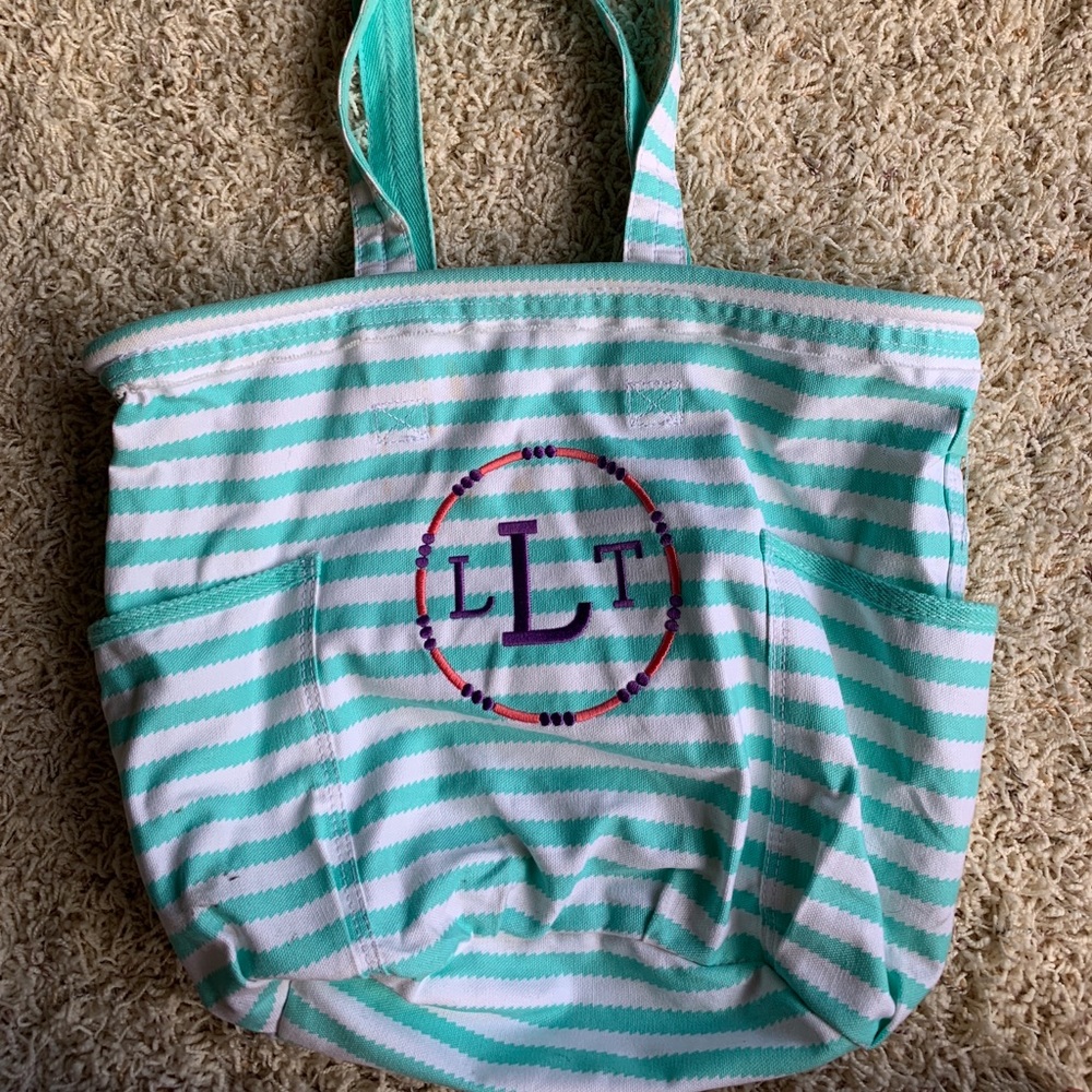 Thirty One Retro Metro Tote Bag Turquoise Wave